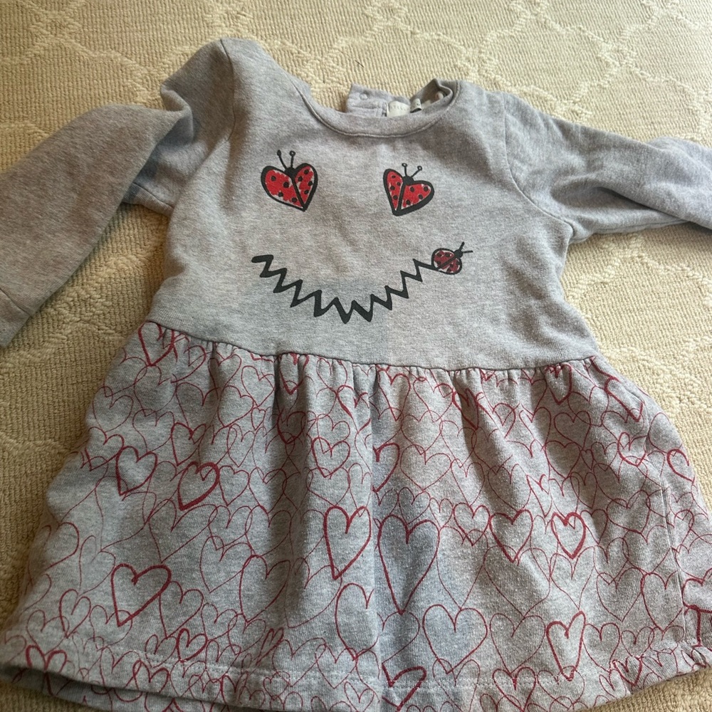 Stella McCartney Kids Gray and Red Heart Dress